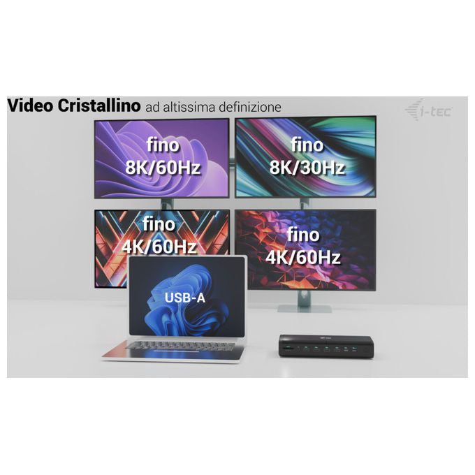 I-tec CA6MONITORDOCKPDIT Docking Station Universale 6 Monitor 4K 60Hz USB-C Power Delivery 140W LAN 2.5 Gbps colore Nero