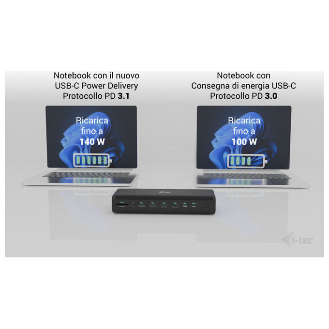 I-tec CA6MONITORDOCKPDIT Docking Station Universale 6 Monitor 4K 60Hz USB-C Power Delivery 140W LAN 2.5 Gbps colore Nero