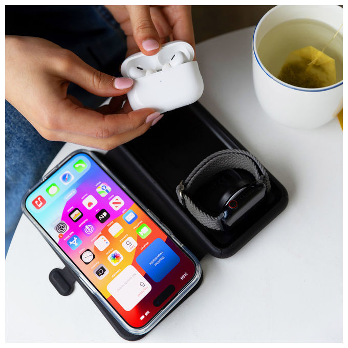 Cygnett Voyager Caricabatterie Wireless 3 in 1 Nero