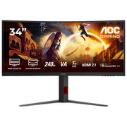 AOC CU34G4Z Monitor Gaming Curvo 34'' WQHD 3440x1440 240Hz 1ms Fast VA HDR400 AMD FreeSync Premium colore Nero