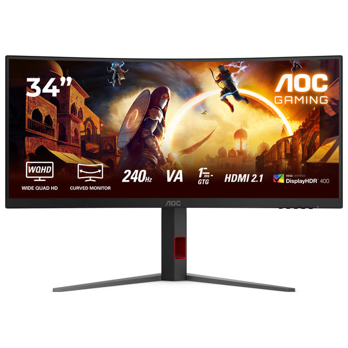 AOC CU34G4Z Monitor Gaming Curvo 34'' WQHD 3440x1440 240Hz 1ms Fast VA HDR400 AMD FreeSync Premium colore Nero