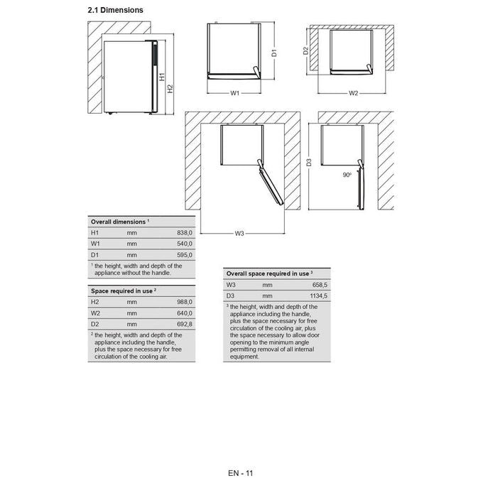 Whirlpool W55VM1120W2WS Frigorifero Libera Installazione 122L Classe E Bianco 83.8 cm