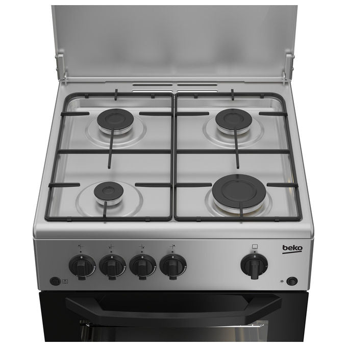 Beko CSG42011FS Cucina a Gas 4 Fuochi Forno a Gas 54 L Accensione Elettrica (85x50x50 cm) colore Argento