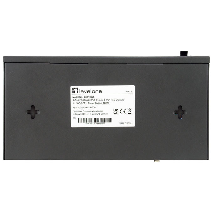 LevelOne GEP-0925 Switch Non Gestito 8 Porte 2.5G PoE+ 1 Slot SFP+ 10G Budget PoE 120W colore Nero