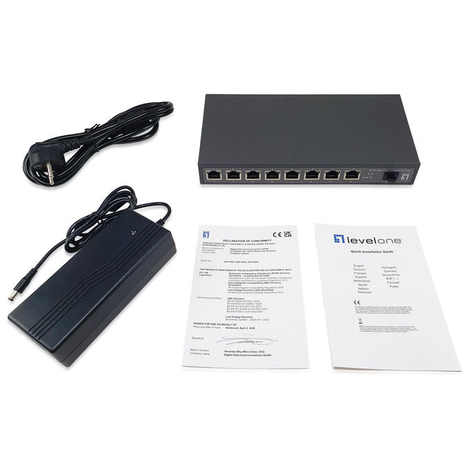 LevelOne GEP-0925 Switch Non Gestito 8 Porte 2.5G PoE+ 1 Slot SFP+ 10G Budget PoE 120W colore Nero