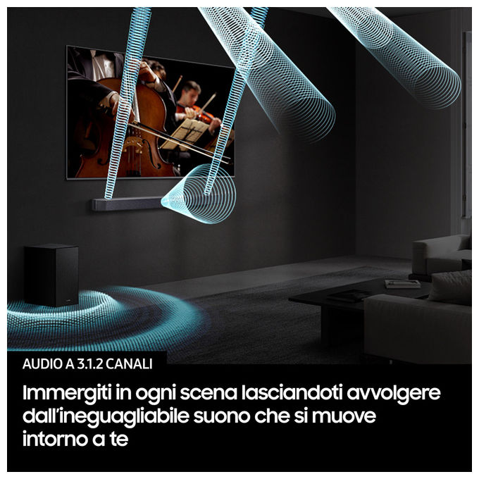 Samsung HW-Q600F-ZF Serie Q Soundbar 3.1.2 Canali 360W Dolby Atmos DTS Virtual:X Wireless Q-Symphony colore Nero
