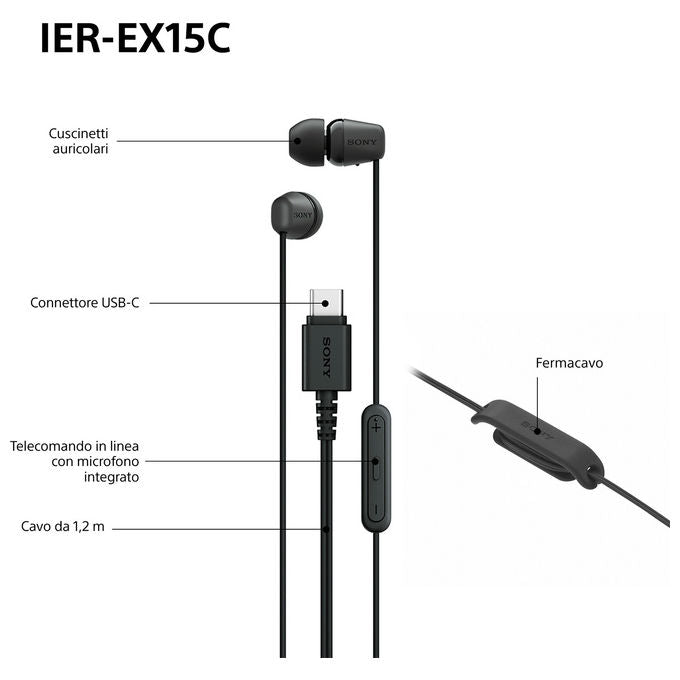 Sony IER-EX15C Auricolari In-ear Cablati Blu