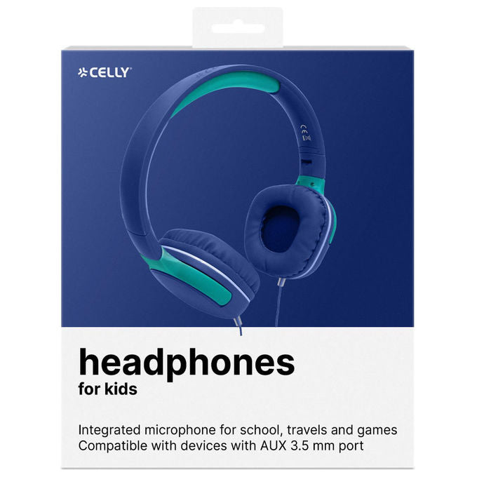 Celly KidsBeat2 Cuffie Cablate per Bambini Blu