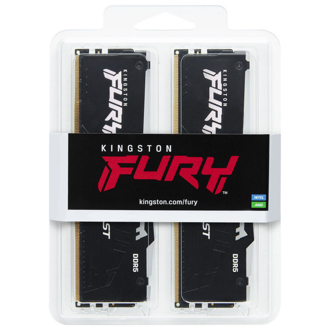 Kingston KF560C30BBEAK2-32 FURY Beast Kit Memoria RAM 32GB 2x16GB DDR5 6000MT-s CL30 288-pin DIMM RGB XMP 3.0 EXPO colore Nero