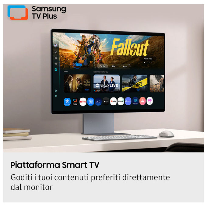 Samsung LS32FM900SUXEN Smart Monitor M9 32'' 4K QD-OLED 165Hz HDR True Black 400 AMD FreeSync Premium Pro colore Argento