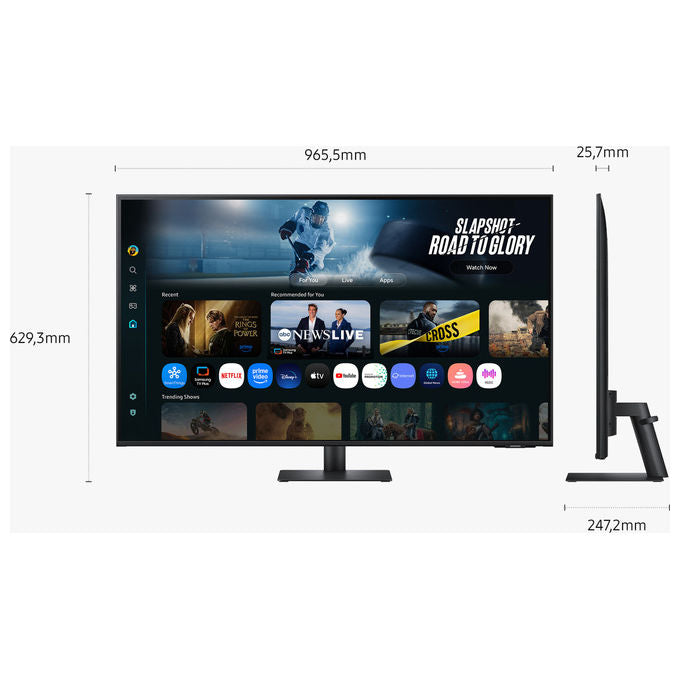 Samsung S43FM702UU M7 Monitor Smart 43'' UHD 4K VA Smart Hub Gaming Hub Speaker Wi-Fi USB-C HDMI colore Nero