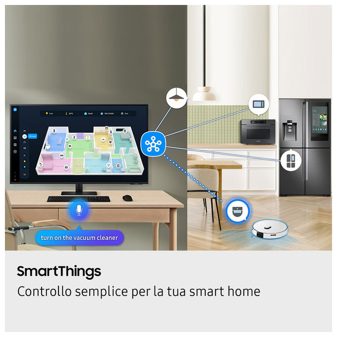 Samsung S43FM702UU M7 Monitor Smart 43'' UHD 4K VA Smart Hub Gaming Hub Speaker Wi-Fi USB-C HDMI colore Nero