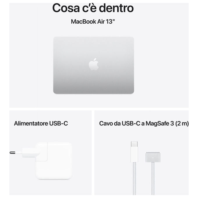 Apple MC654TA-A MacBook Air 13 Pollici M4 24GB RAM 512GB SSD Argento