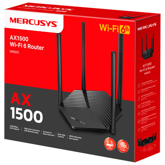 Mercusys MR60X Router Wifi 6 Gigabit Dual Band Nero