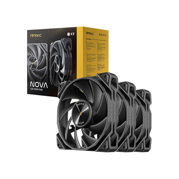 Antec Nova 12 cm, Ventola per Case Nera, Set da 3