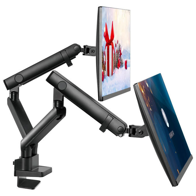 Nilox, Supporto Monitor Doppio, Nero, Braccio Regolabile per 2 Monitor