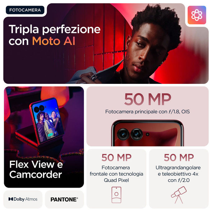 Motorola Razr 60 Ultra smartphone pieghevole dual SIM, bordeaux