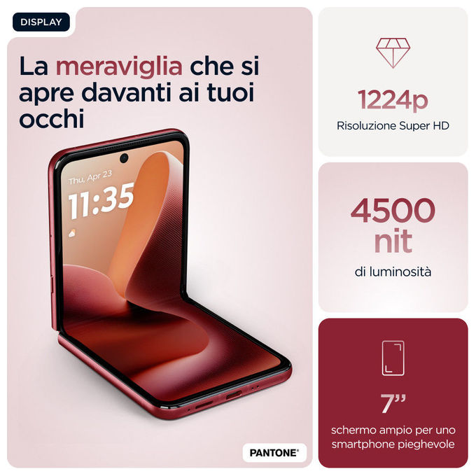 Motorola Razr 60 Ultra smartphone pieghevole dual SIM, bordeaux