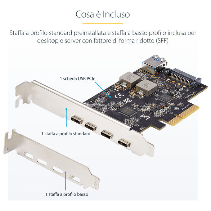 StarTech.com Scheda PCIe USB 3.2 5 porte USB-C e USB-A