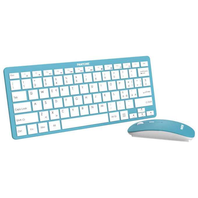 Pantone KIT_ Tastiera e Mouse Wireless Blu QWERTY