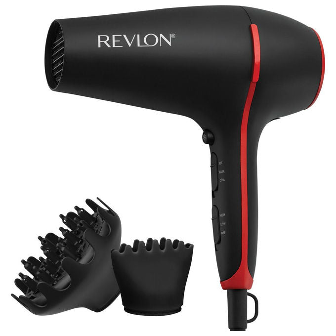 Revlon Asciugacapelli RVDR5317E 2000W, Nero e Rosso con Diffusore