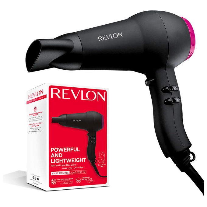 Revlon RVDR5823E1 Fast and Light Asciugacapelli 2000 W Ionico Ceramica 2 velocita' 3 temperature con Concentratore colore Nero