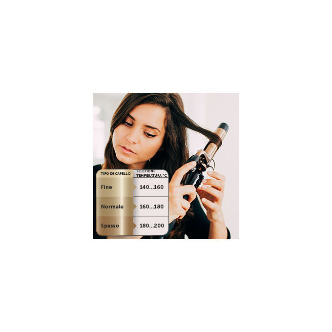 Revlon RVIR1159 Salon Long-Last Arricciacapelli Cono 32 mm 20 Impostazioni Temperatura 200°C colore Nero Oro Rosa
