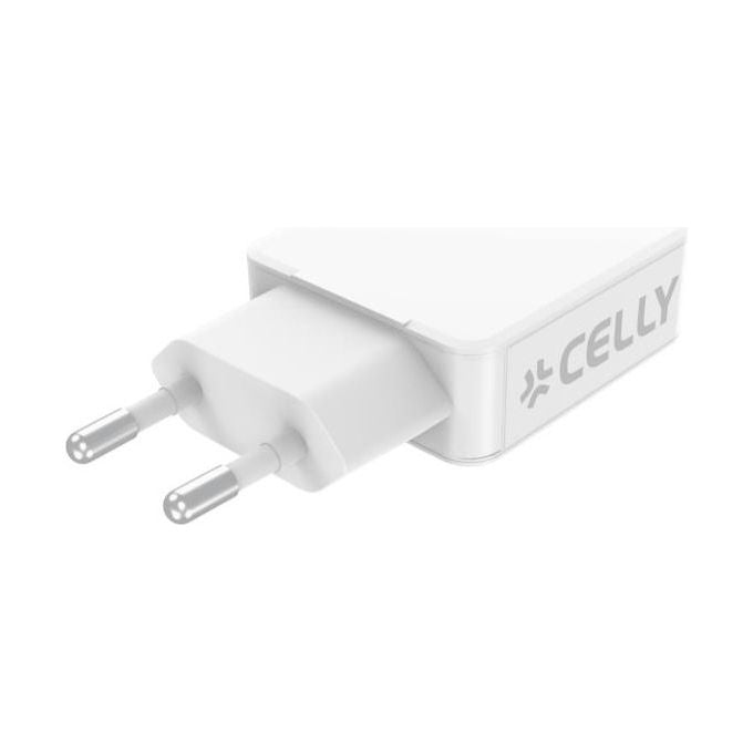 Celly Caricabatterie Slim GaN 45W da Parete per Smartphone Tablet Bianco