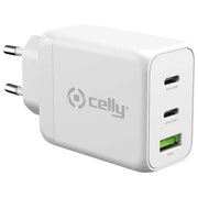 Celly Caricabatterie GaN Slim 65W 2xUSB-C Bianco