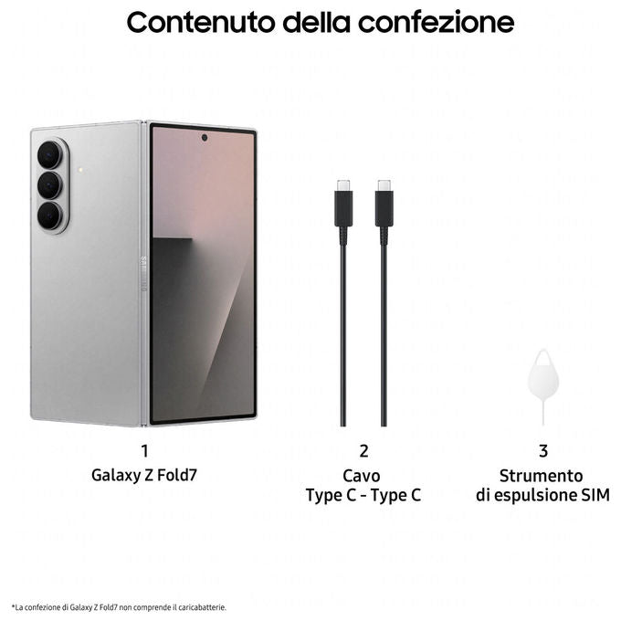 Samsung Galaxy Z Fold7 5G 512GB 12GB RAM Fotocamera 200MP Argento