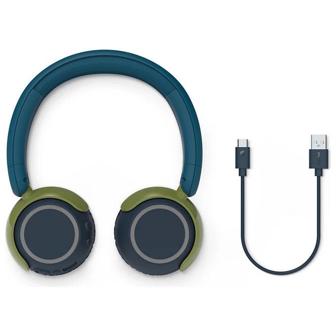 Philips TAK4200CT00 Serie 4000 Cuffie a Padiglione per Bambini Wireless Bluetooth 5.4 45h colore Blu Verde