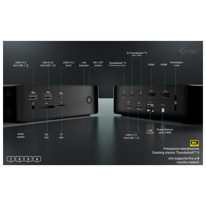 I-tec Docking station Thunderbolt 5, 5xUSB, LAN 2.5G, Power Delivery 140W