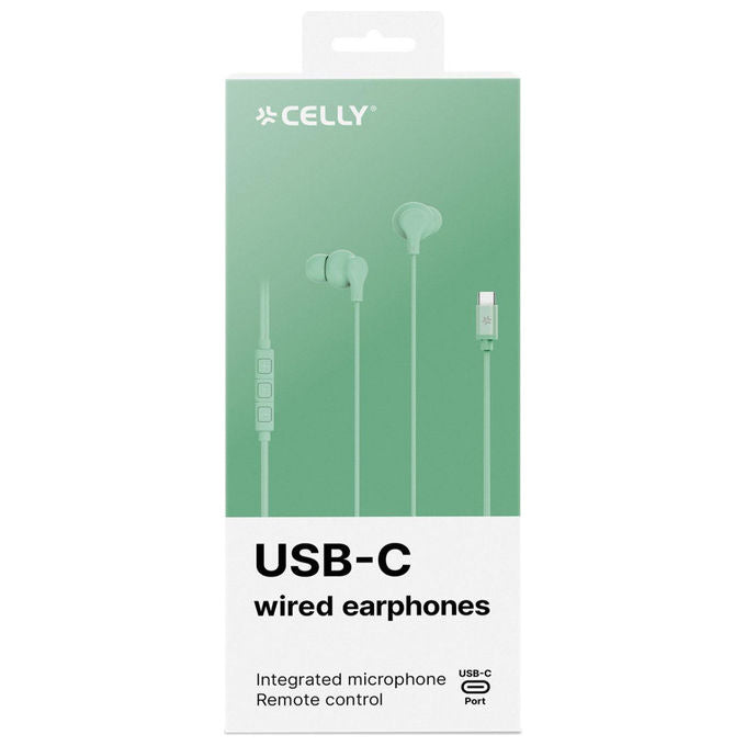 Celly UP1600TYPECGN Auricolari In-ear Cablati USB-C con Microfono Stereo 1,2 m colore Verde