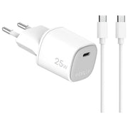 Celly Caricabatterie USB-C 25W GaN con Cavo, Bianco