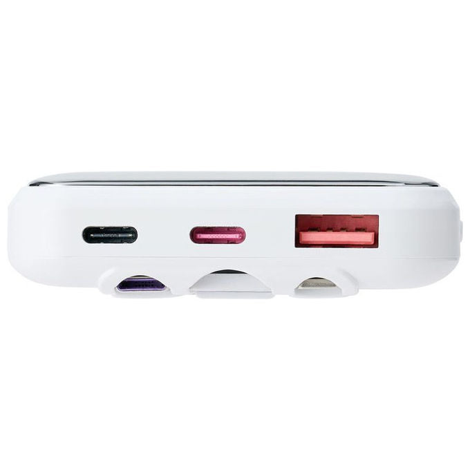 RivaCase VA2211 Power Bank 10000 mAh QC PD 3.0 22.5 W 3 cavi integrati USB-C Lightning display colore Bianco