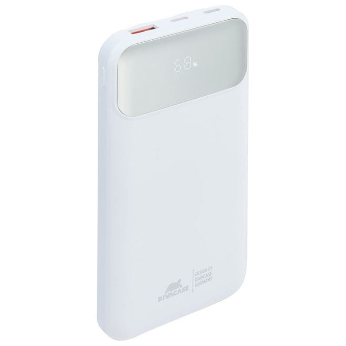 RivaCase VA2211 Power Bank 10000 mAh QC PD 3.0 22.5 W 3 cavi integrati USB-C Lightning display colore Bianco