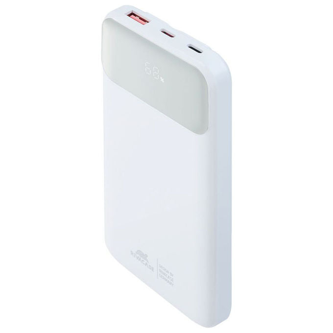 RivaCase VA2211 Power Bank 10000 mAh QC PD 3.0 22.5 W 3 cavi integrati USB-C Lightning display colore Bianco