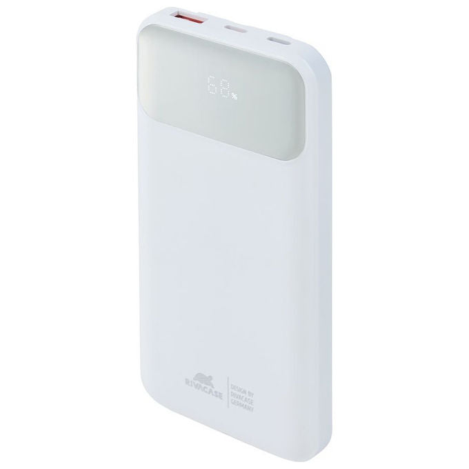RivaCase VA2211 Power Bank 10000 mAh QC PD 3.0 22.5 W 3 cavi integrati USB-C Lightning display colore Bianco