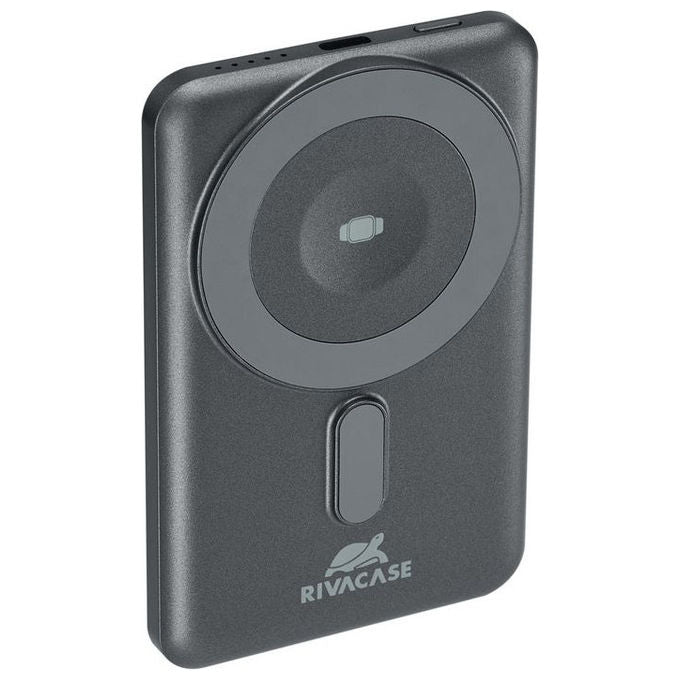 Rivacase VA2607 Power Bank 5000 mAh Wireless Qi MagSafe, Nero-Grigio