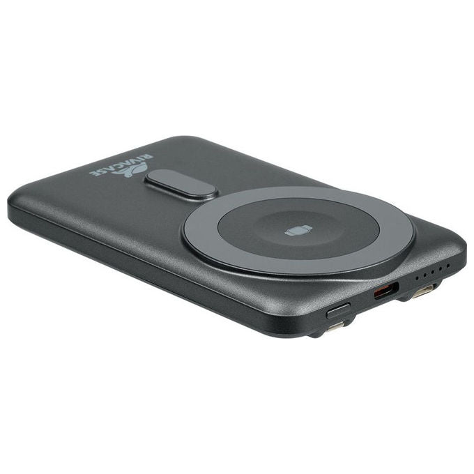 Rivacase VA2607 Power Bank 5000 mAh Wireless Qi MagSafe, Nero-Grigio