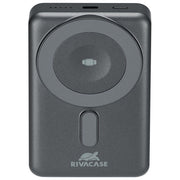 Rivacase VA2608 Power Bank 10000 mAh Wireless MagSafe Qi 15W QC PD 20W Ricarica iWatch cavi integrati colore Grigio
