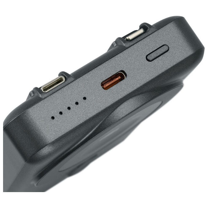Rivacase VA2608 Power Bank 10000 mAh Wireless MagSafe Qi 15W QC PD 20W Ricarica iWatch cavi integrati colore Grigio