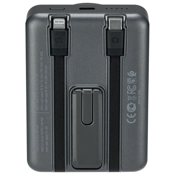 Rivacase VA2608 Power Bank 10000 mAh Wireless MagSafe Qi 15W QC PD 20W Ricarica iWatch cavi integrati colore Grigio