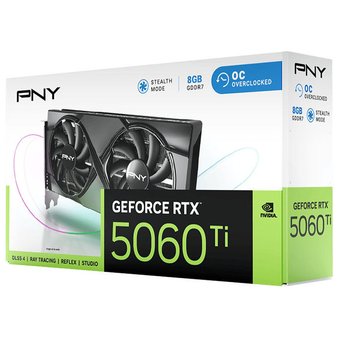 PNY VCG5060T8DFXPB1-O GeForce RTX 5060 Ti Scheda Grafica OC 8GB GDDR7 128 bit PCIe 5.0 4608 CUDA DLSS 4 colore Nero