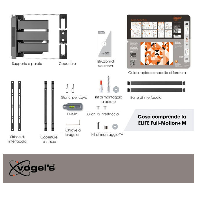 Vogel's TVM5445 Elite Staffa TV Full Motion 32'' 65'' VESA 400x400 35 Kg rotazione 180° colore Nero