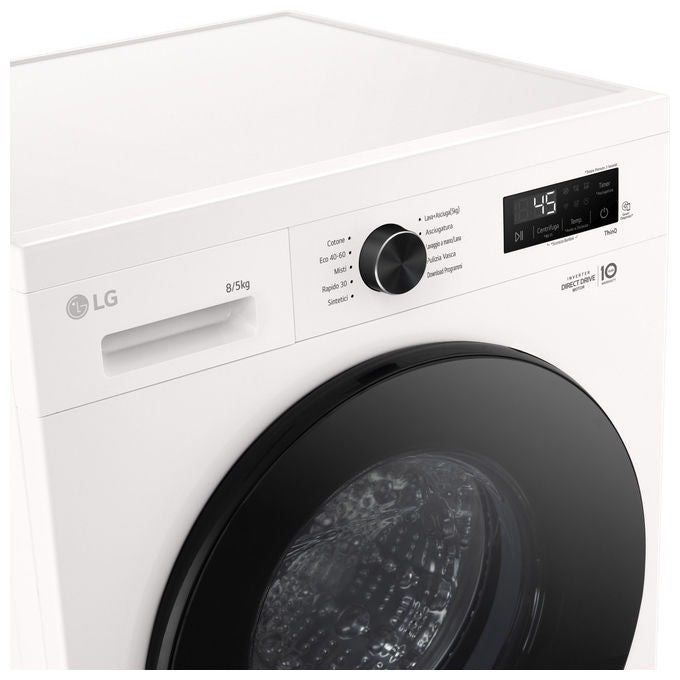 LG W4NX1085NWB Serie X1 Lavasciuga Frontale 8-5 Kg 1400 rpm Classe A-E Wi-Fi Allergy Care (85x60x55 cm) colore Bianco