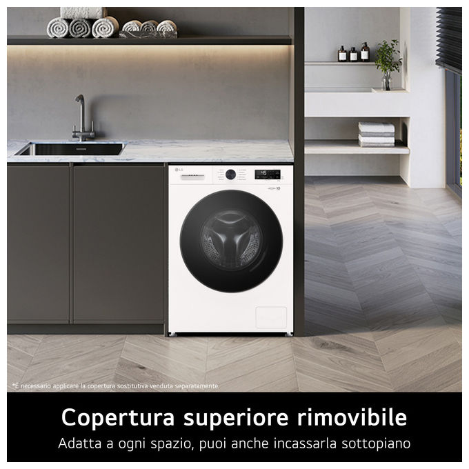 LG W4NX1085NWB Serie X1 Lavasciuga Frontale 8-5 Kg 1400 rpm Classe A-E Wi-Fi Allergy Care (85x60x55 cm) colore Bianco