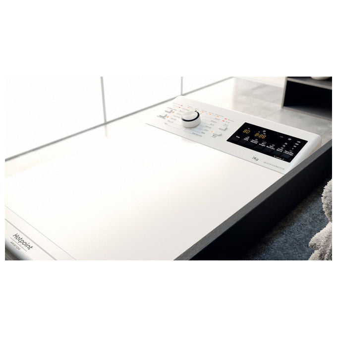 Hotpoint WMTG725BIT Lavatrice Carica dall'Alto 7 Kg 1200 rpm Classe B Inverter 14 Programmi (90x40x60 cm) colore Bianco