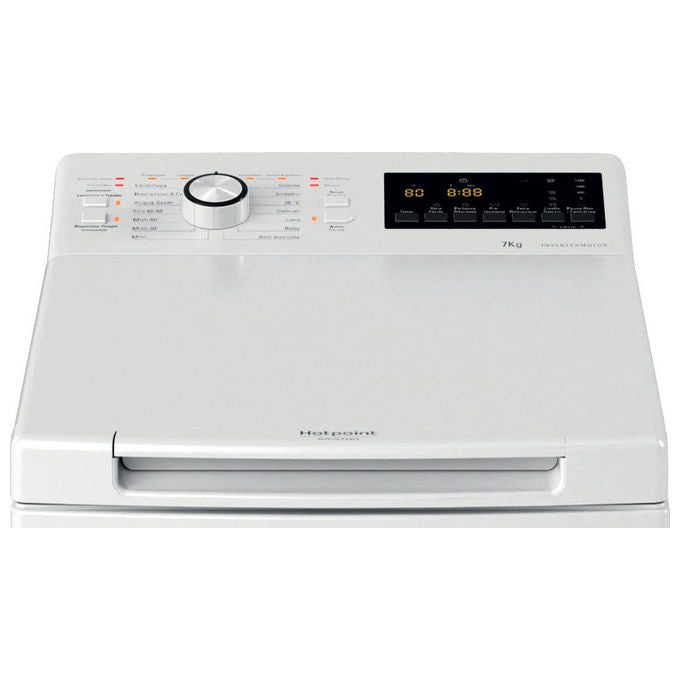 Hotpoint WMTG725BIT Lavatrice Carica dall'Alto 7 Kg 1200 rpm Classe B Inverter 14 Programmi (90x40x60 cm) colore Bianco