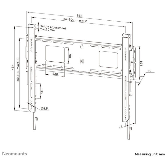 Neomounts Supporto TV Fisso Bloccabile 42-86'' VESA Max 600x400